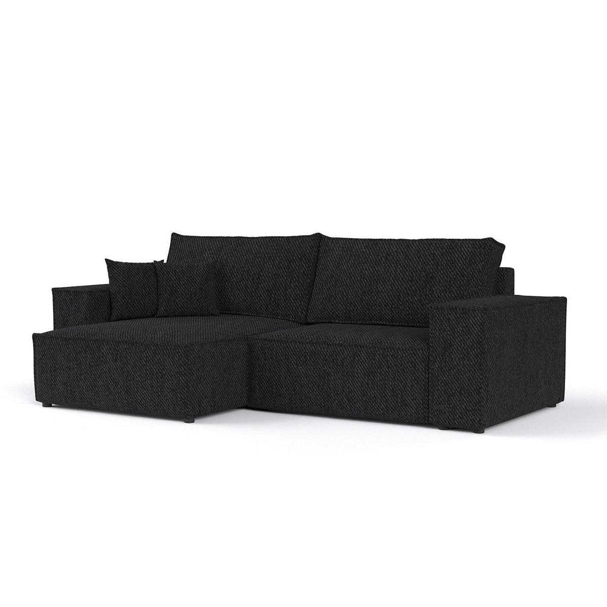 ECKSOFA CAVO mit Schlaffunktion Schwarz im Neve Stoff - Schwarz, Holz/Holzwerkstoff (255/148cm) - AltaBeds
