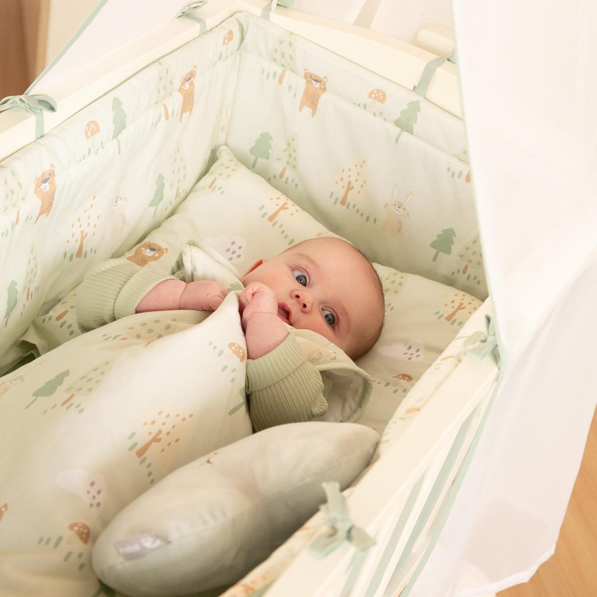 BABYWIEGENSET Woodland Buddies - Weiß, Holzwerkstoff/Textil (40/90cm) - Roba
