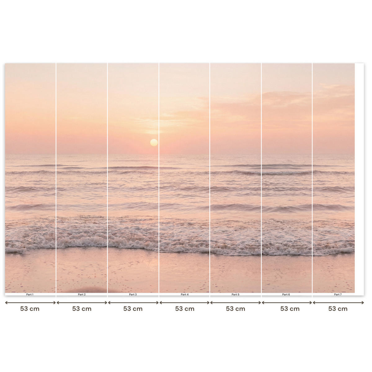 TAPETE - Sonne - Strand - Rosa - 350x240 cm - Hellrosa, Papier (350/240cm) - OnlyWow
