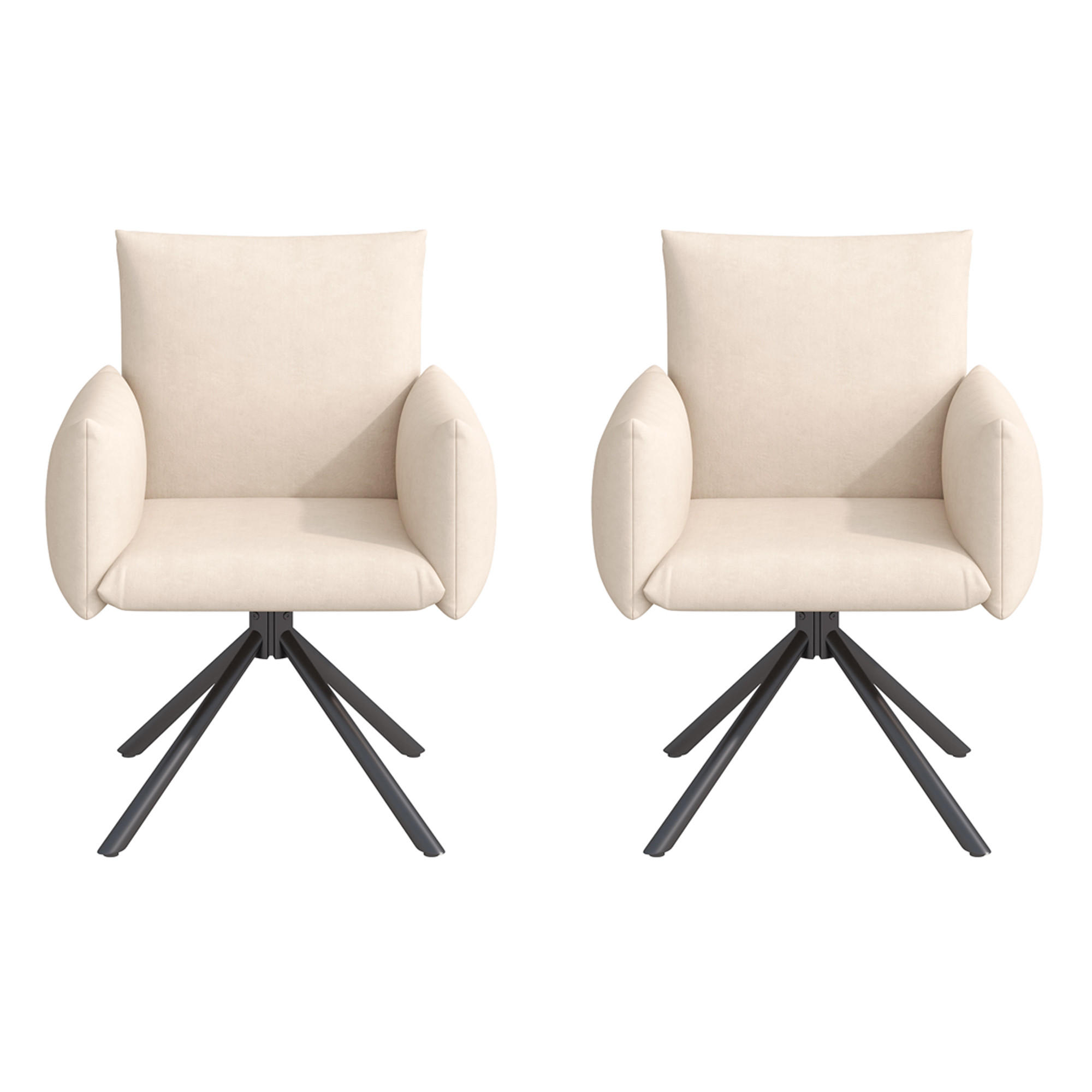 ESSZIMMERSTUHL 2er Set Drehstuhl Samt Beige Lordosenstütze - Beige, Textil (60/86/64cm) - FLIEKS