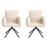 ESSZIMMERSTUHL 2er Set Drehstuhl Samt Beige Lordosenstütze - Beige, Textil (60/86/64cm) - FLIEKS