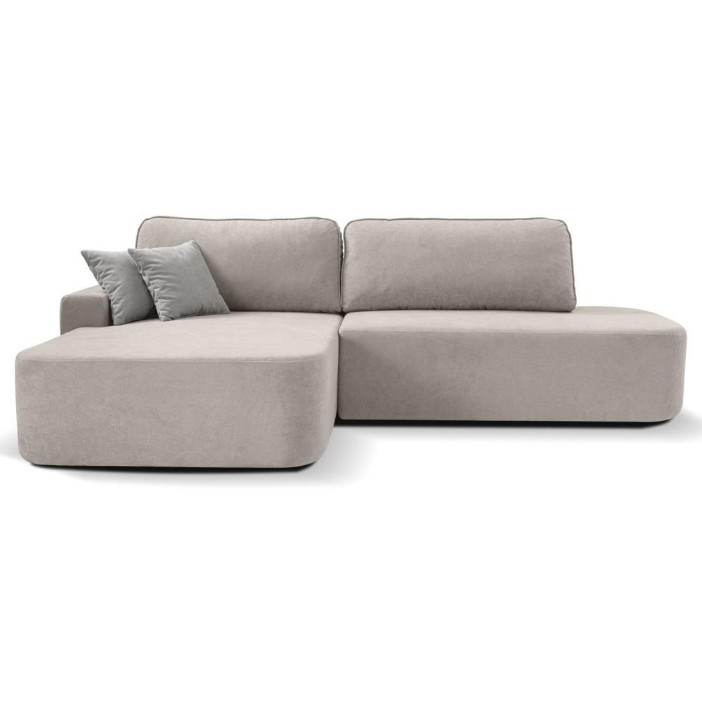 ECKSCHLAFSOFA Gavi beige velours links - Beige, Textil (269/171cm) - Beautysofa
