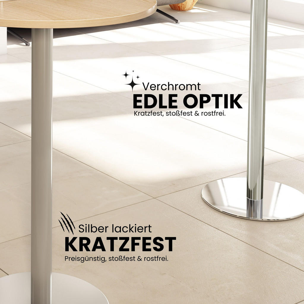 Thumbnail - bümö Pausentisch, Wildeiche, Chrom, Holzwerkstoff, Nachbildung,Eiche, Rund, 80x74.5x80 cm, FSC Mix, Arbeitszimmer, Schre...