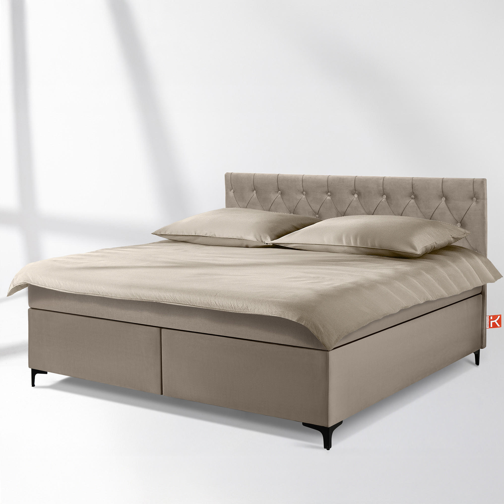 POLSTERBETT ARDEA, Beige - Beige/Schwarz, Holz/Holzwerkstoff (180/200cm) - KONSIMO®