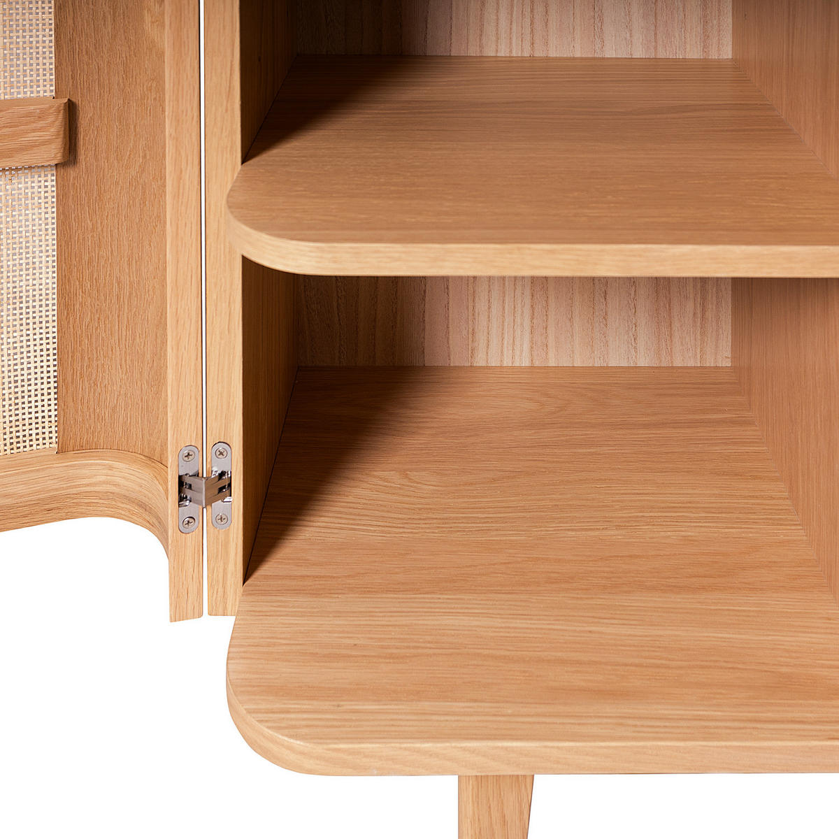 SIDEBOARD - Rattan / Eiche teilmassiv, 180 cm - Beige, Holzwerkstoff (180/80/40cm) - home24