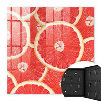 SCHLÜSSELBOX Schwarz 30x30 cm- Türöffnung nach rechts - Grapefruitscheiben - Rot, Metall (30/30/5cm) - TULUP