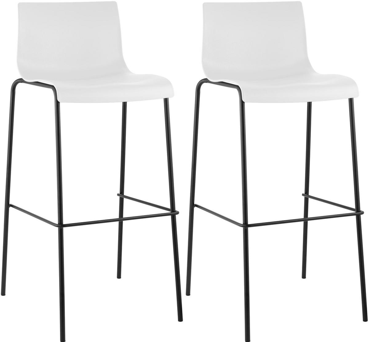 BARHOCKER 2er Set Kunststoff Weiß - Schwarz/Weiß, Kunststoff/Metall (43/100/48cm) - CLP