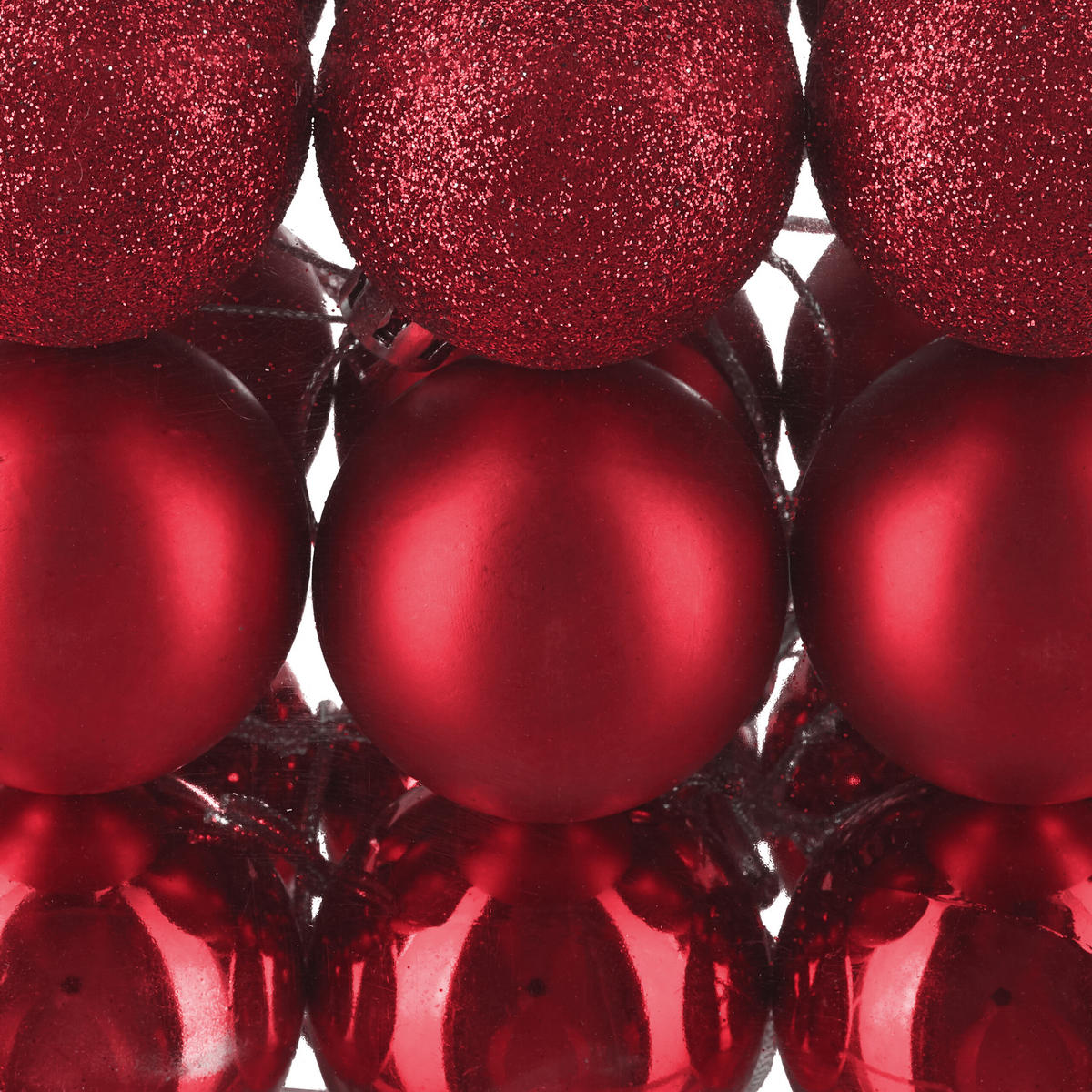 150-TLG.WEIHNACHTSKUGELN-SET - Rot, Kunststoff (6/7/6cm) - Relaxdays