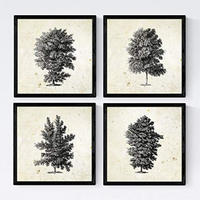 POSTER Set mit 4 Blättern der Hohe Bäume in der 20x20cm Rahmenlos - Klar, Papier (20/3cm) - Nacnic