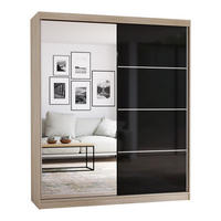 SCHIEBETÜRENSCHRANK - BEN 31 183 CM (Sonoma + Schwarz) - Schwarz/Sonoma Eiche, Holzwerkstoff/Metall (183/218/61cm) - Möblo