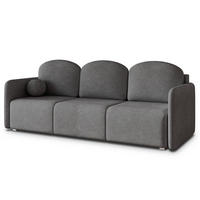 BETTSOFA SUVI III NV Grau Geflochtener Stoff mit Schlaffunktion - Grau, Textil (90/85/220cm) - MASSENO