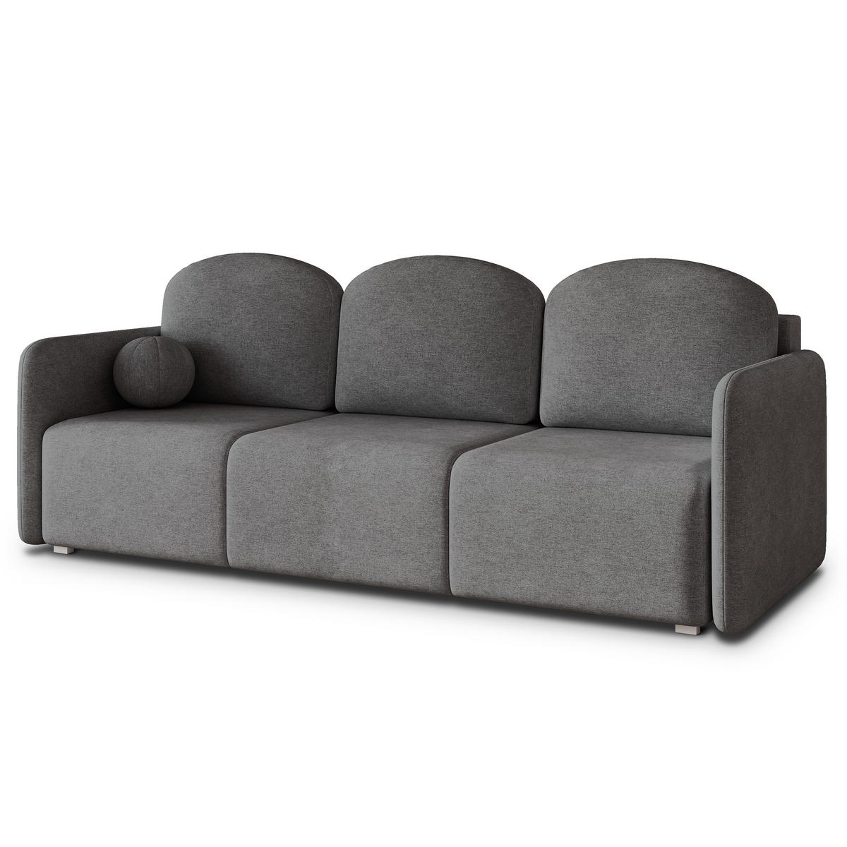 BETTSOFA SUVI III NV Grau Geflochtener Stoff mit Schlaffunktion - Grau, Textil (90/85/220cm) - MASSENO
