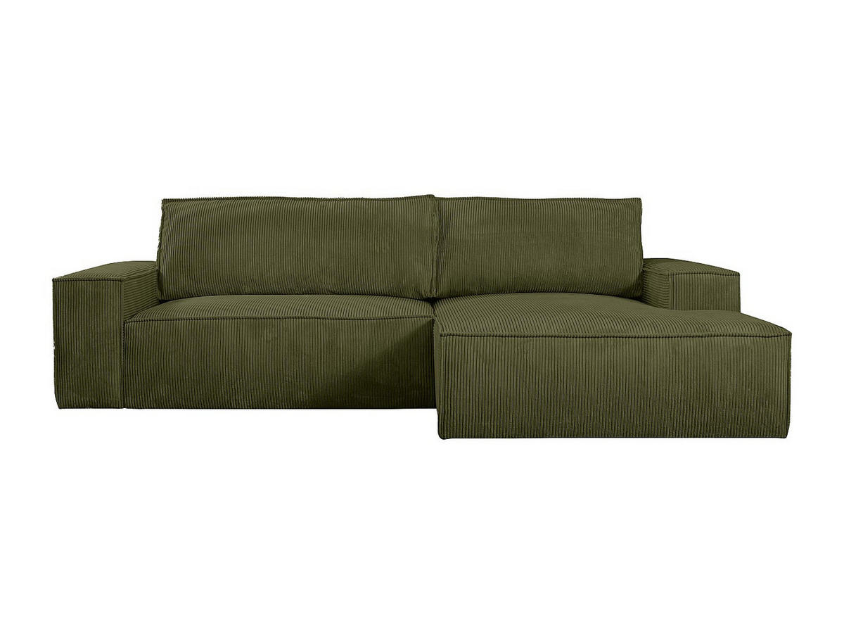 ECKSOFA mit Schlaffunktion - Ecke rechts - Cord - Khaki - AMELIA - Olivgrün, Textil (267/167cm) - Vente-Unique
