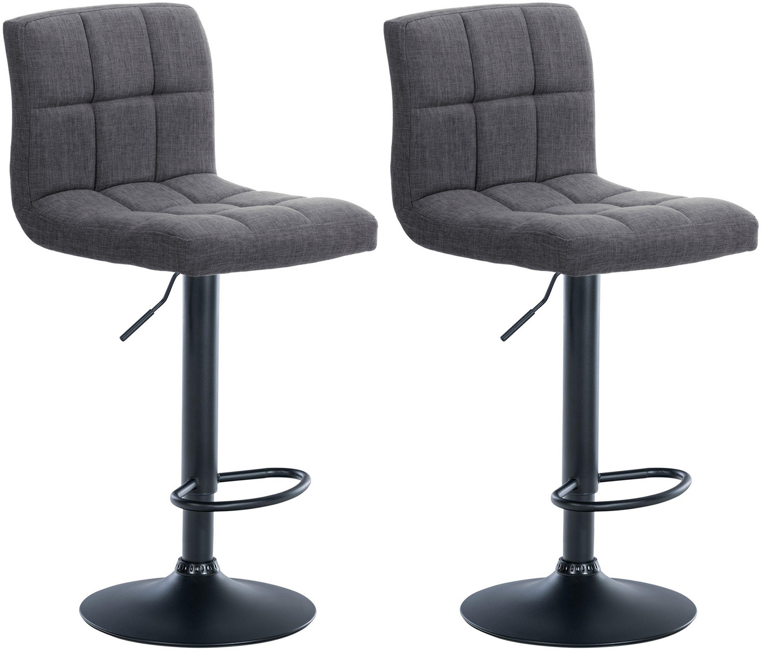 BARHOCKER 2er Set Cala Stoff schwarz hellgrau - Schwarz/Grau, Textil/Metall (46/114/47cm) - TPFLiving