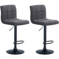 BARHOCKER 2er Set Cala Stoff schwarz hellgrau - Schwarz/Grau, Textil/Metall (46/114/47cm) - TPFLiving