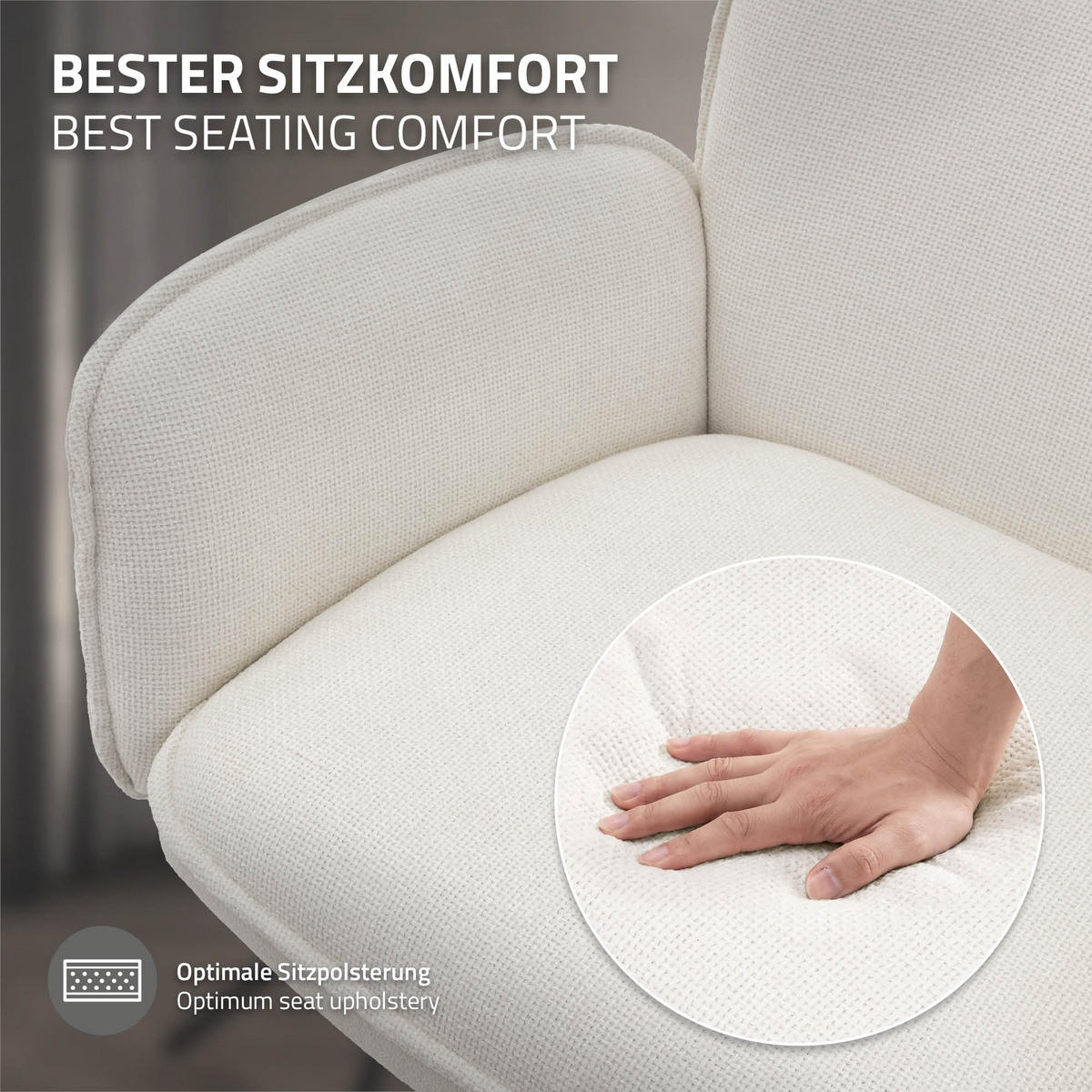 JÍDELNÍ ŽIDLE Sada 6 ks otočné béžové s látkovým potahem - černá/béžová, kov/textil (63/89/68cm) - ML-DESIGN