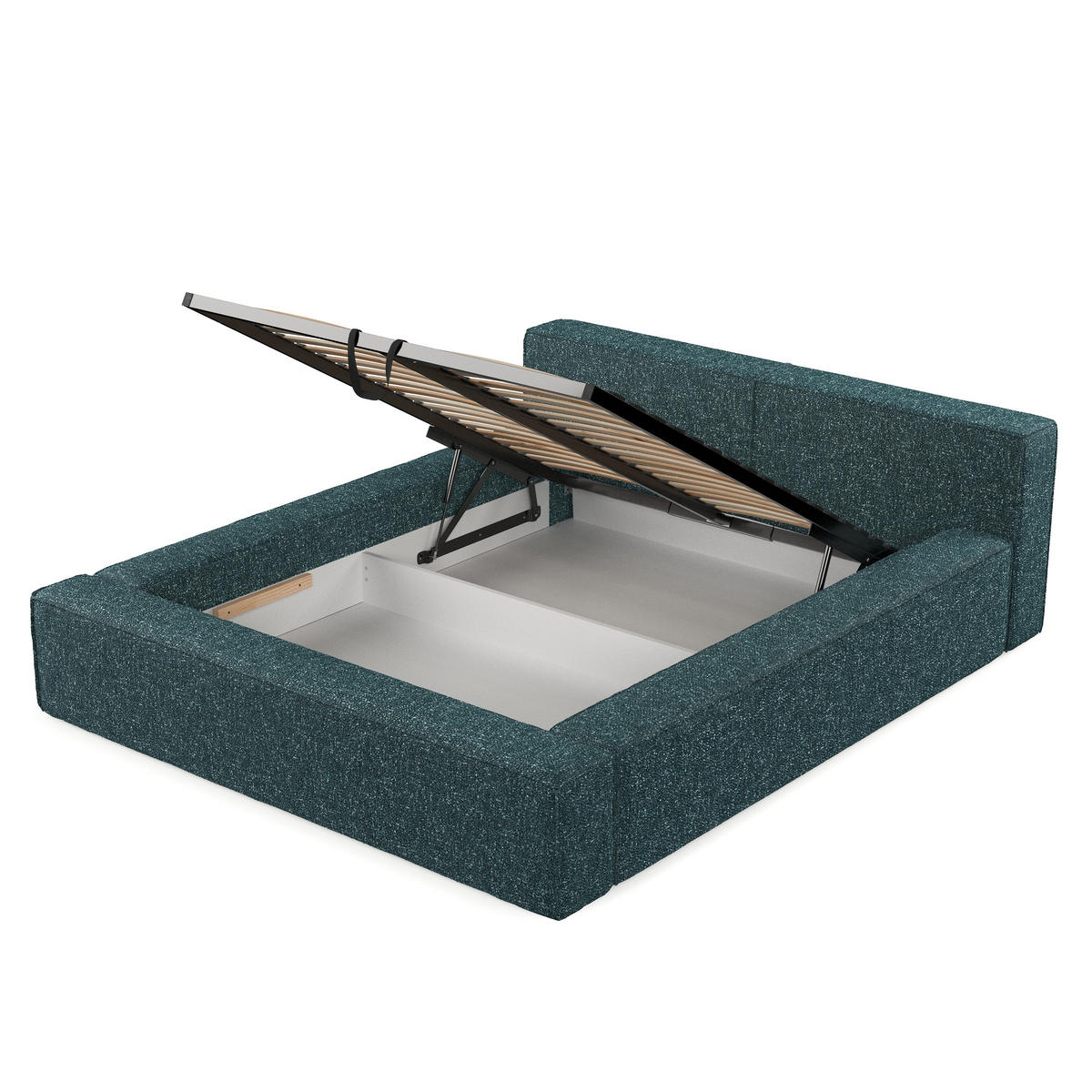 POLSTERBETT Casto mit Stauraum 180/200 cm Grün im Blur Stoff - Schwarz/Naturfarben, Holz/Holzwerkstoff (180/200cm) - AltaBeds