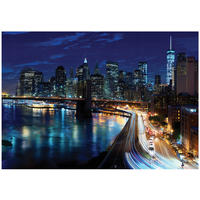 FOTOTAPETE Stadt Nachts Blau 150x105 cm - Multicolor, Papier (150/105cm) - Wallarena