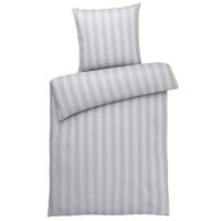 BETTWÄSCHE Damast 155x220 Grau gestreift - Baumwoll Bettbezug Made in Germany - Grau, Textil (155/220cm) - Carpe Sonno