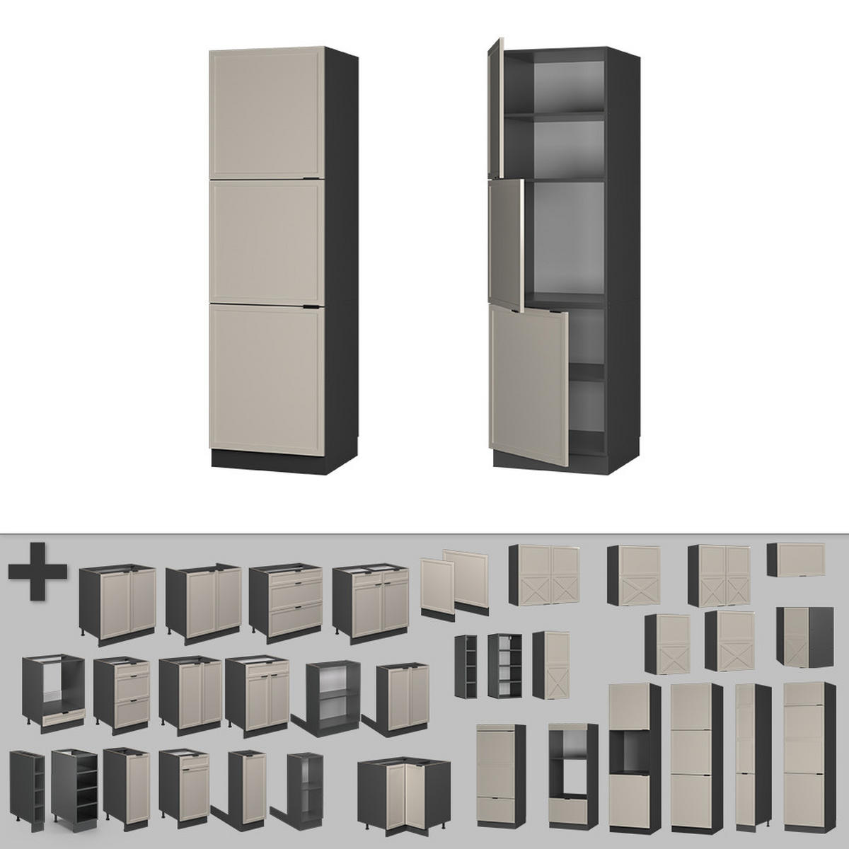 SKŘÍŇKA NA PŘESTAVBU SPORÁKU Fame-Line GreyBeige - šedá/antracitová, kompozitní dřevo (60/206.8/58cm) - Vicco