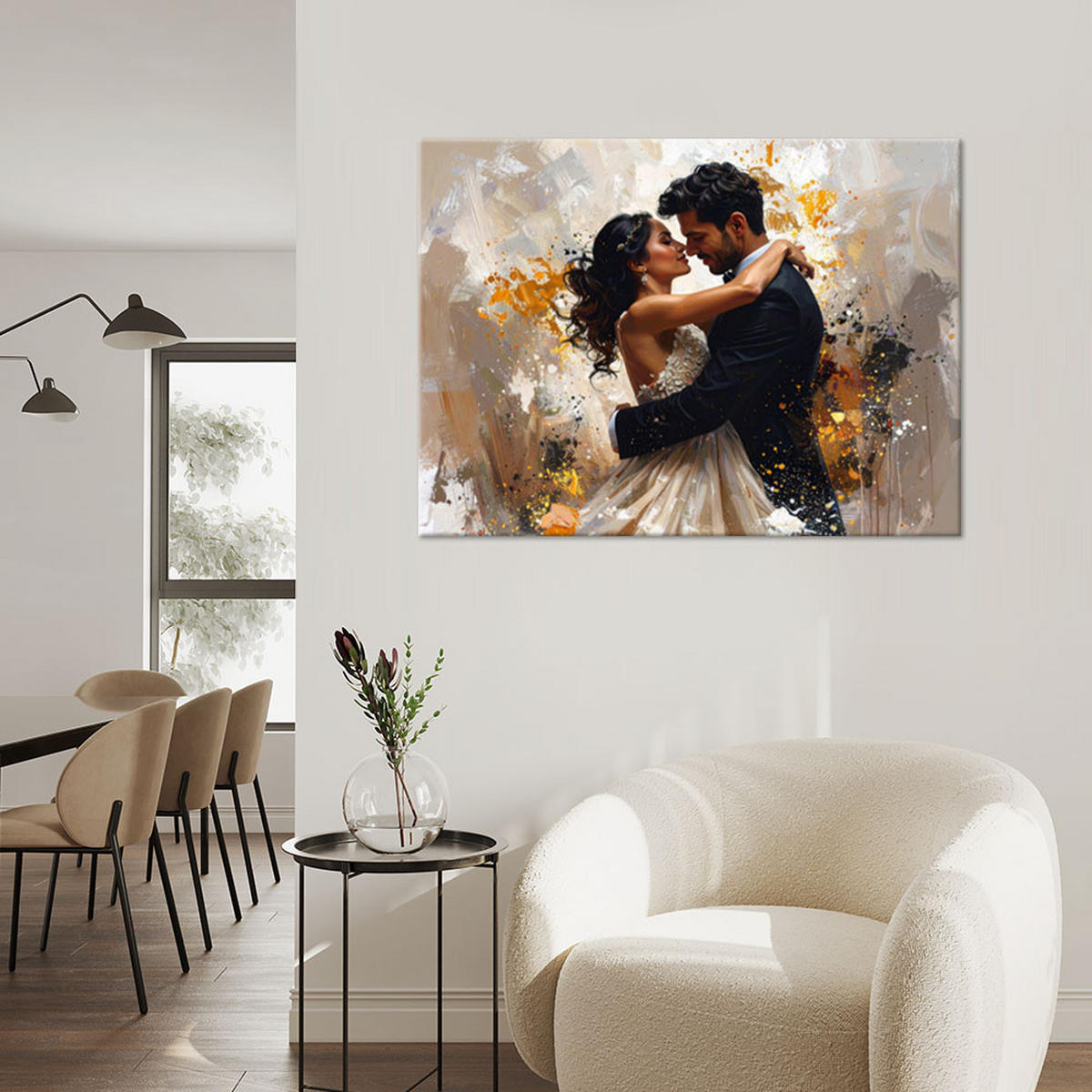 WANDBILD, Verliebtes Paar Liebe Glamour - Weiß, Textil (100/70cm) - Feeby