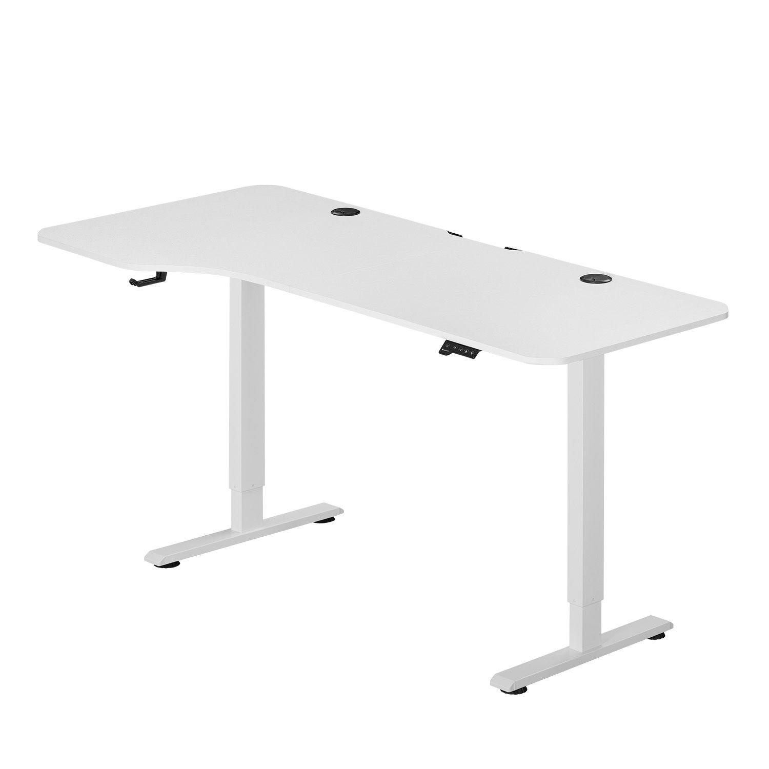 SCHREIBTISCH Office Stand weiß 160x75 cm höhenverstellbar - Weiß, Holz (60/160/117cm) - Juskys
