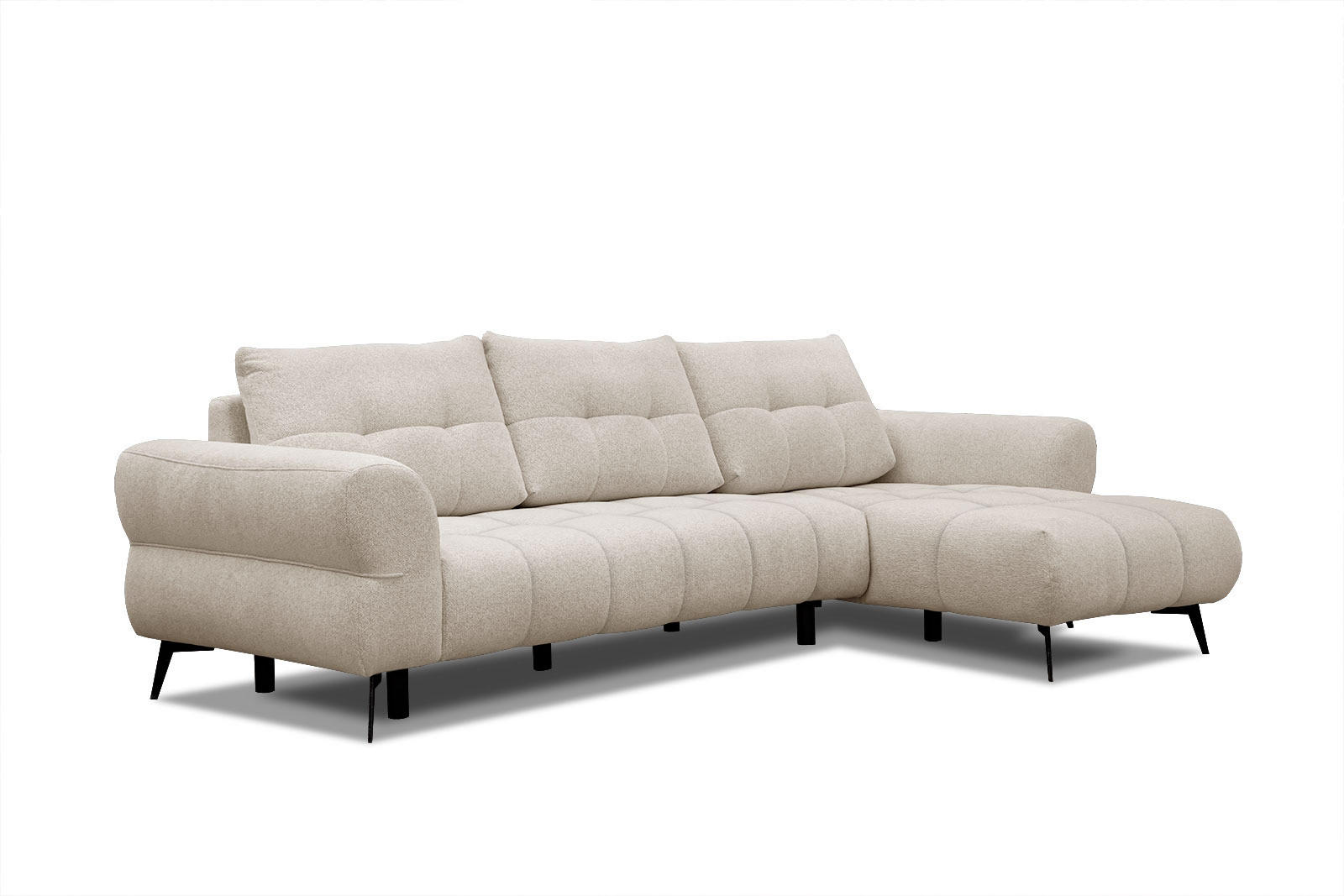 ECKSOFA SALVINI 4-Sitzer, ecru - Ecru/Schwarz, Holzwerkstoff/Textil (292/158cm) - Courtois Laville