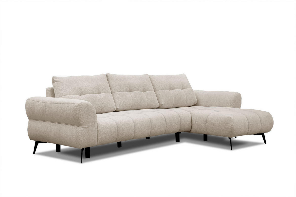ECKSOFA SALVINI 4-Sitzer, ecru - Ecru/Schwarz, Holzwerkstoff/Textil (292/158cm) - Courtois Laville