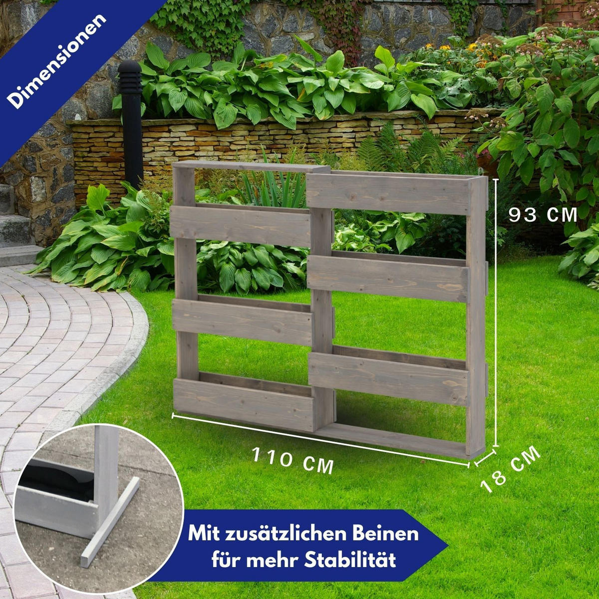 VERTIKALBEET RIGA Kräuterbeet Holz 6 Pflanzkästen Farbe Grau - Grau, Holz (18/93/110cm) - Coemo