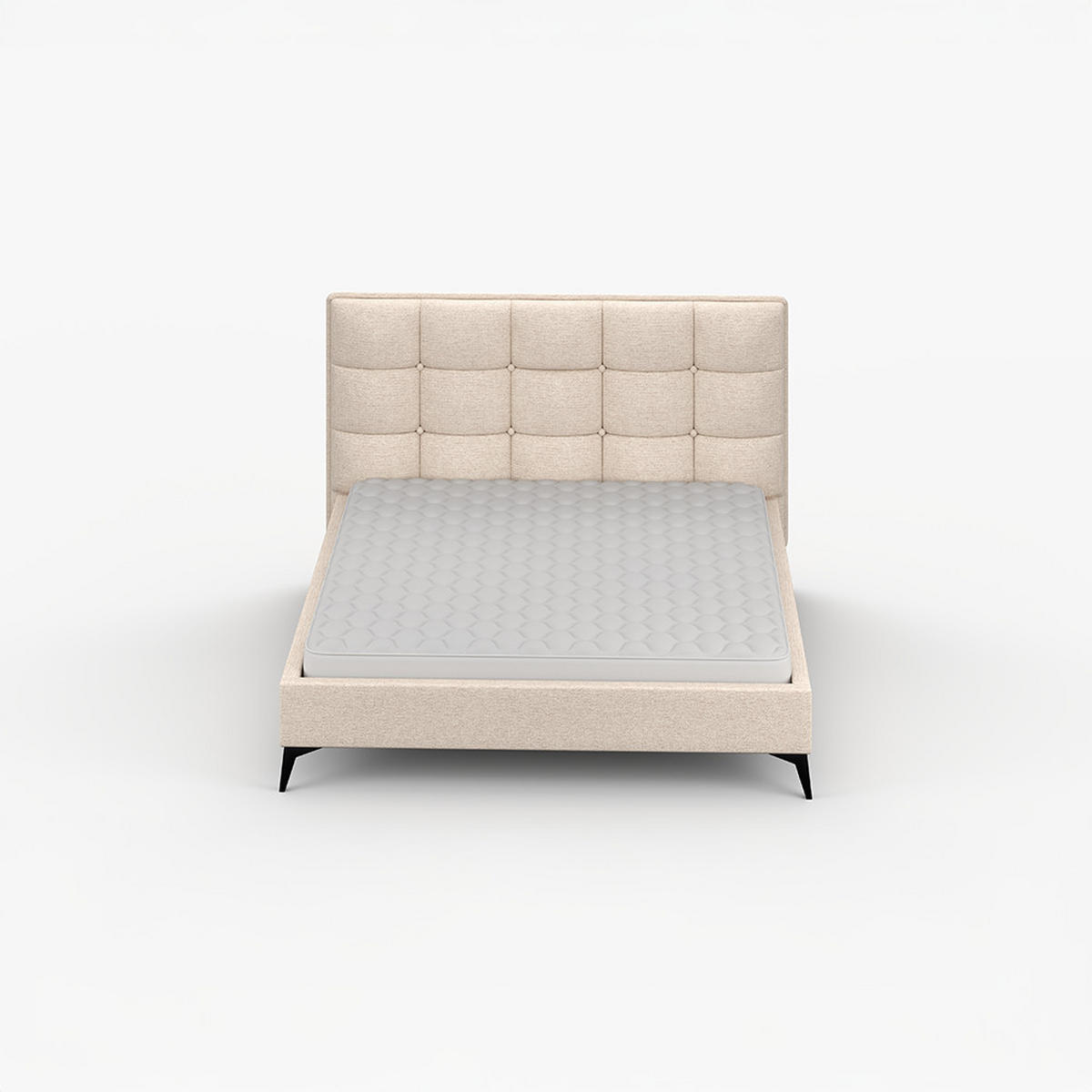 POLSTERBETT SISI, Lattenrost, ohne Bettkasten, gepolsterte Kopfstütze 160/200 in Creme - Creme/Schwarz, Holz/Textil (160/200cm) - imoebel24