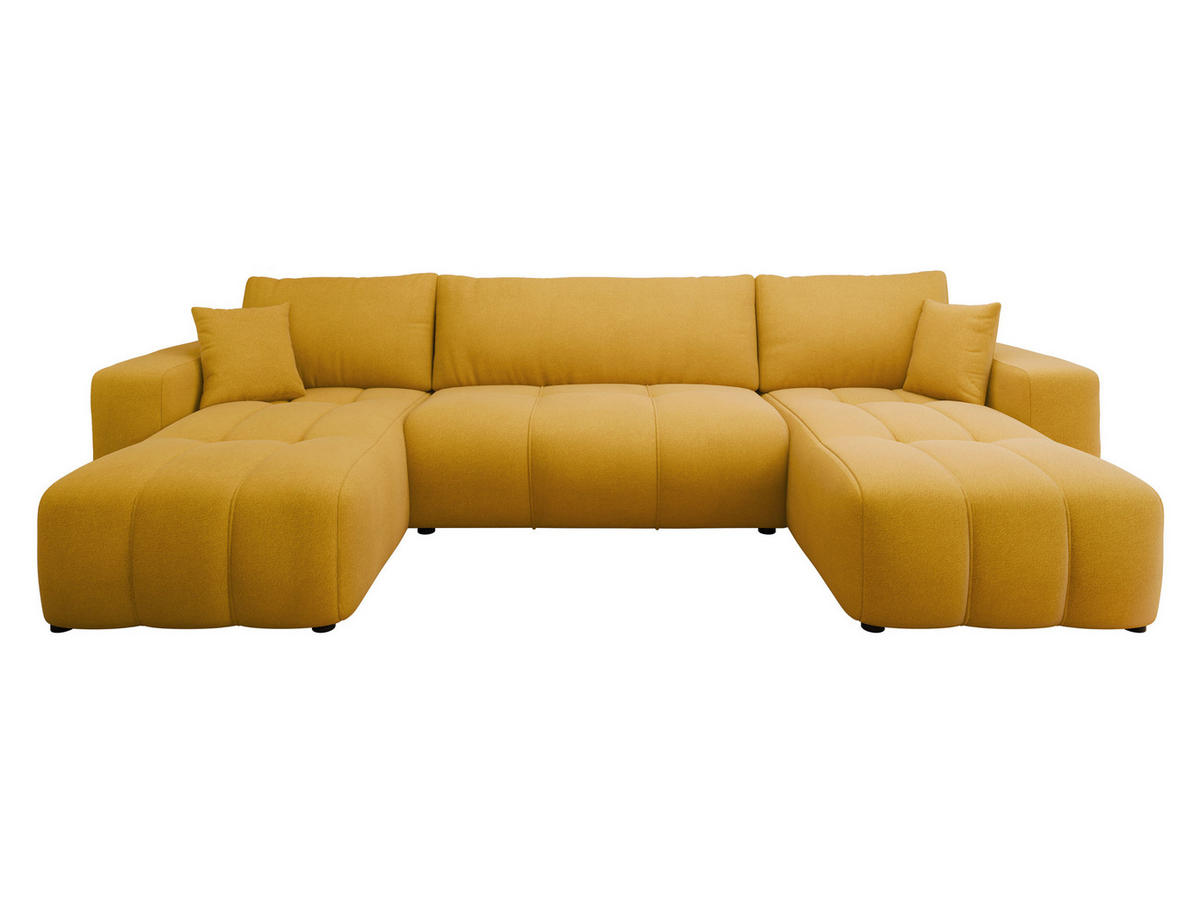 WOHNLANDSCHAFT Furyn U - Gelb/Schwarz, Holz/Kunststoff (312/82/145cm) - MIRJAN24
