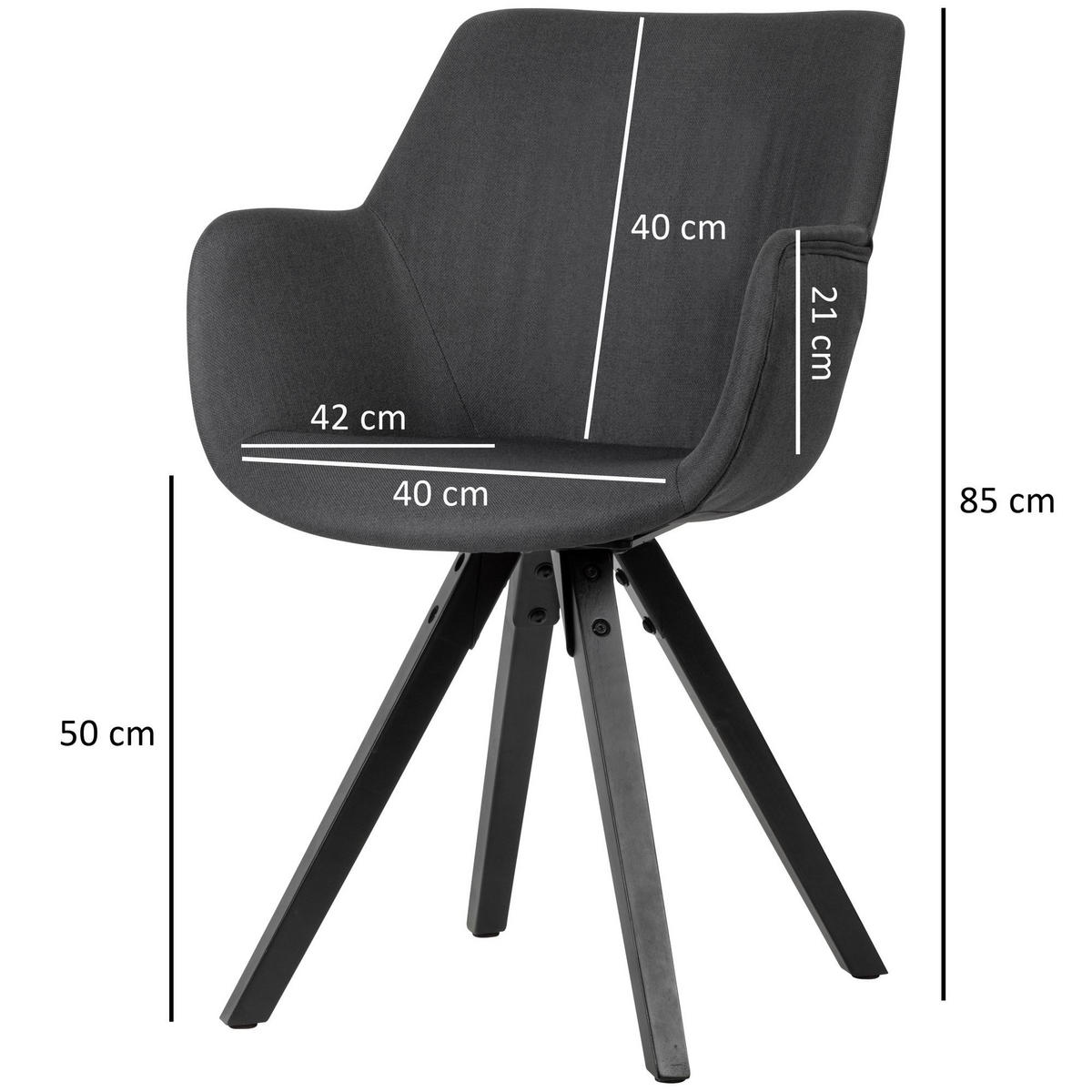 ESSZIMMERSTUHL Stoffbezug mit Armlehnen und Filzgleiter Modern gepolstert, Schwarz 54x58x85 cm - Anthrazit/Schwarz, Holz/Textil (54/85/58cm) - KADIMA DESIGN
