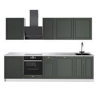 KÜCHENZEILE Fame-Line, Grün-Gold Landhaus/Weiß, 280 cm, AP Marmor - Weiß/Grün, Holzwerkstoff (280/206.8/60cm) - Vicco