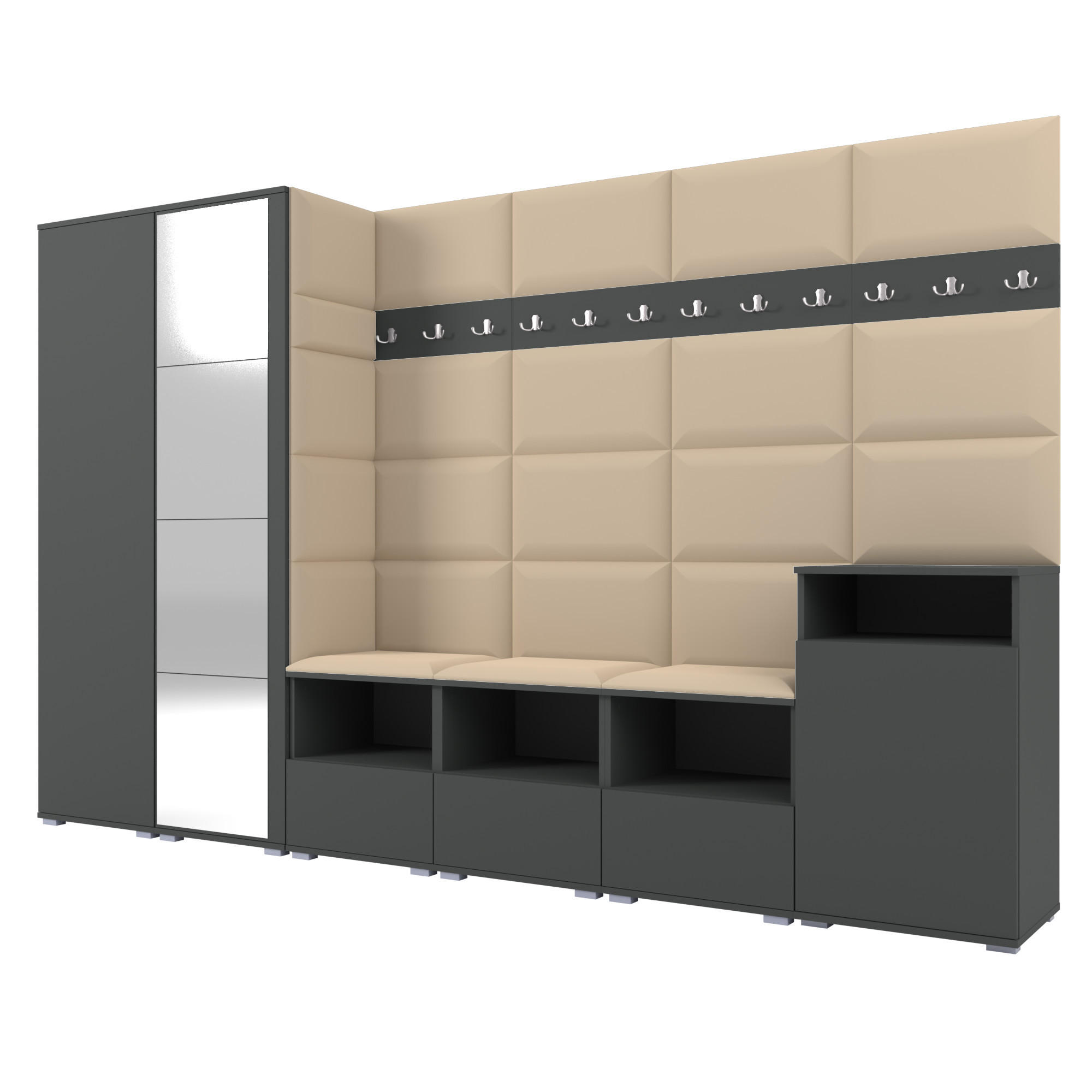 Ravio Garderobe Graphit, Beige 300x187x40 cm