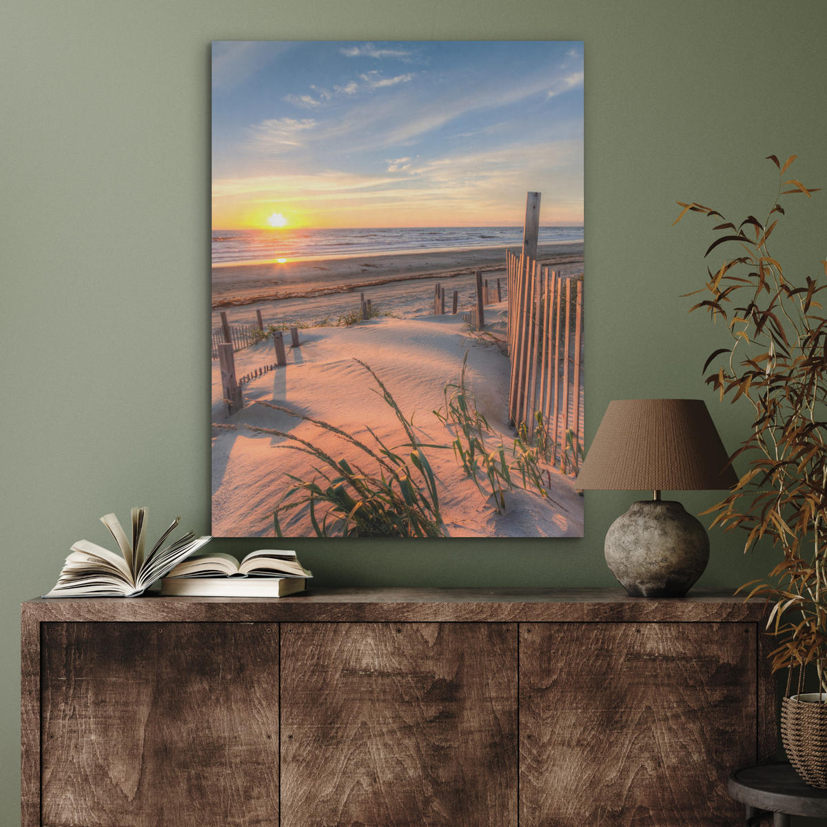 AKUSTIKPANEEL Strand - Meer - Düne - Sonnenuntergang - Landschaft 60x80 cm - Beige, Textil (60/0.9/80cm) - MuchoWow