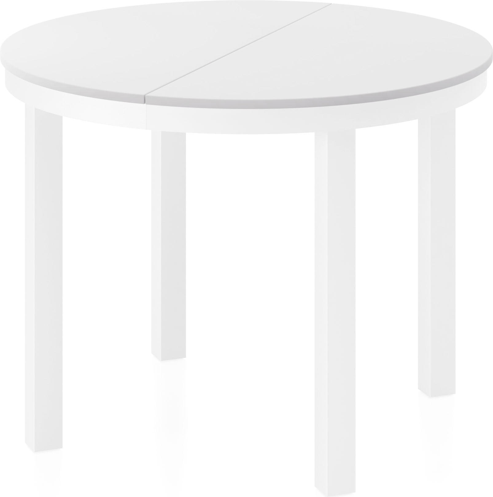 ESSTISCH Rowan Weiß runder ausziehbarer, Weiß 100-176/100/76 cm - Weiß, Holzwerkstoff/Metall (100/100/76cm) - WFL GROUP