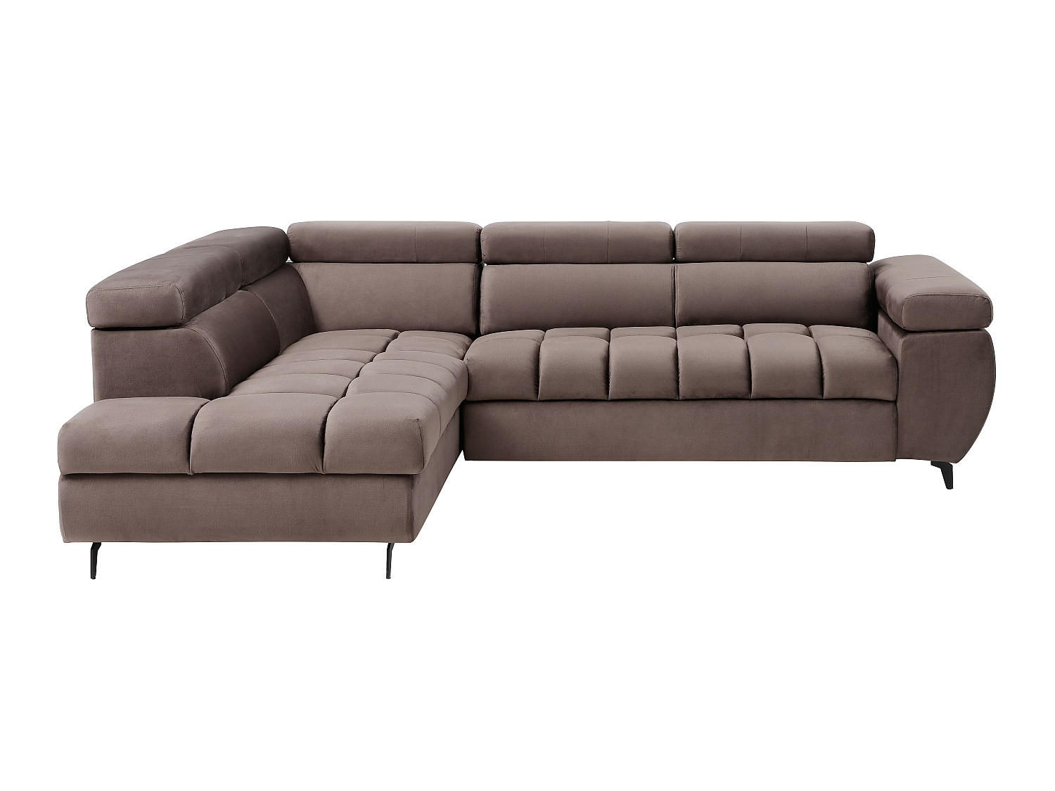 SCHLAFSOFA - 5 Personen - Samt - Taupe - - Taupe, Textil (274/80/204cm) - Vente-Unique