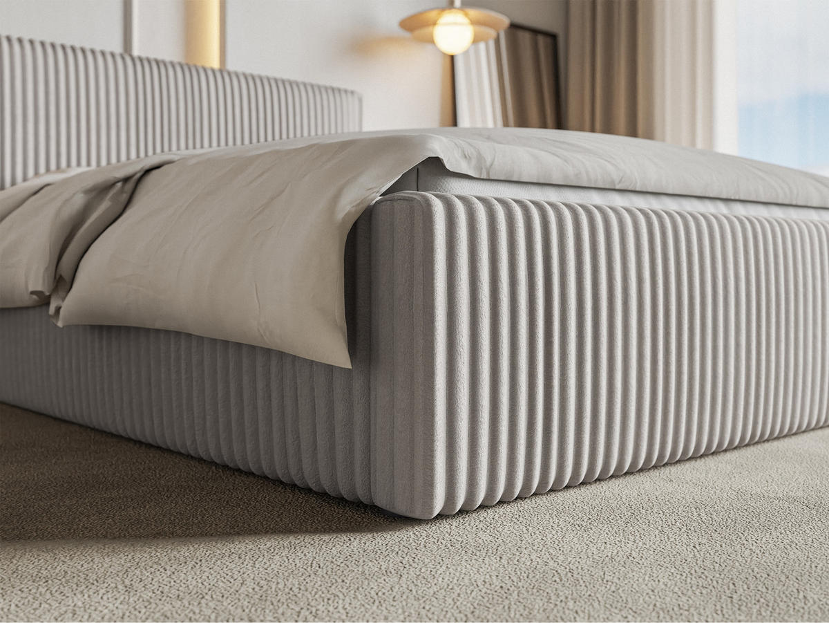 POLSTERBETT Tilio Hellgrau Cordbezug 140 cm - Hellgrau/Schwarz, Kunststoff/Textil (140/200cm) - Selsey