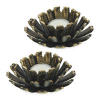 2xTEELICHTHALTER - Anthrazit, Metall (6cm) - Relaxdays