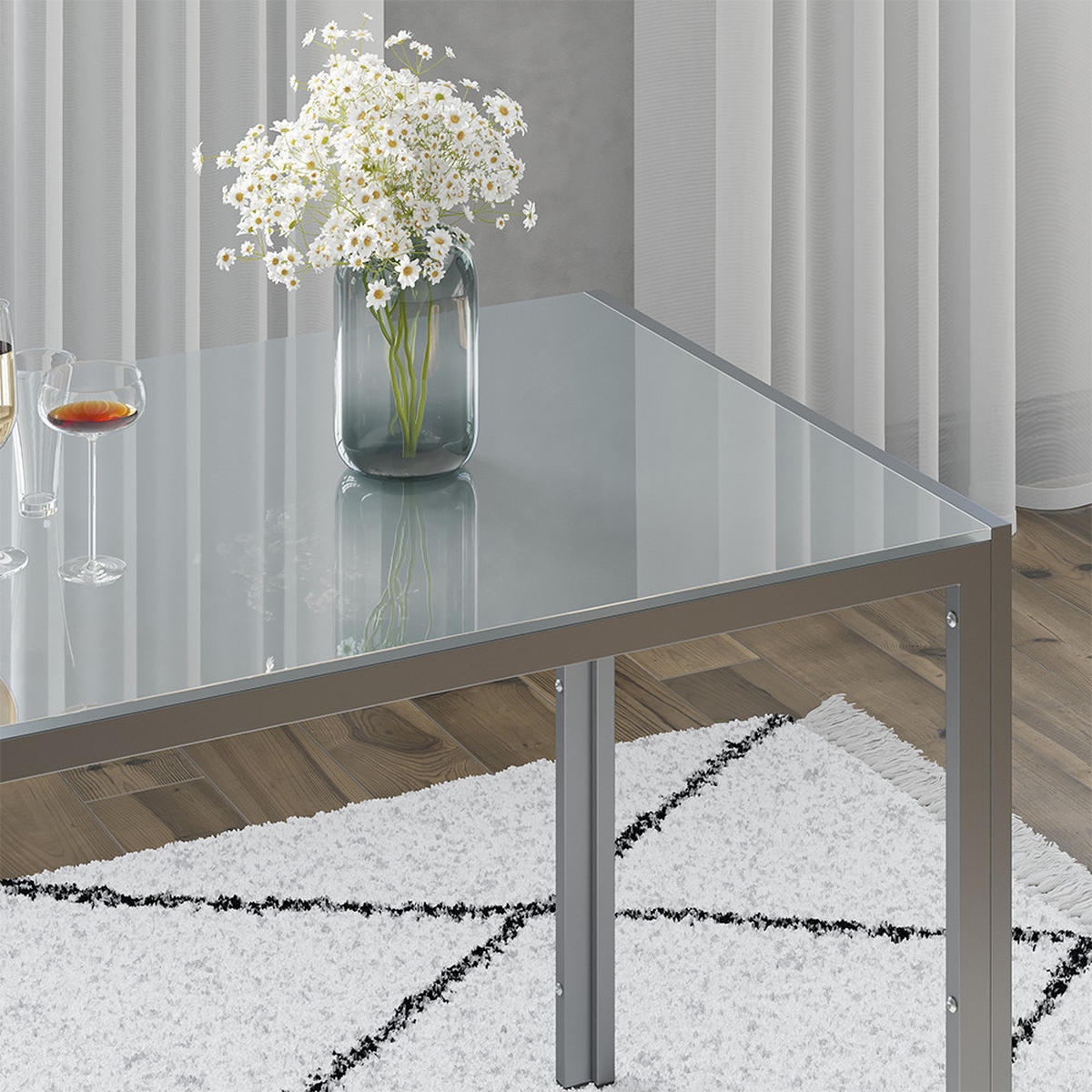 ESSTISCH Grand Grau 120 x 75 cm - Grau, Glas (70/120/75cm) - Vicco
