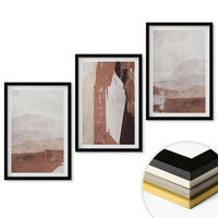 WANDBILDER 3er-Set - 40x60 cm Schwarzer Rahmen - Braun-beige abstrakte Muster - Schwarz, Kunststoff (40/60cm) - ArtPrintCave