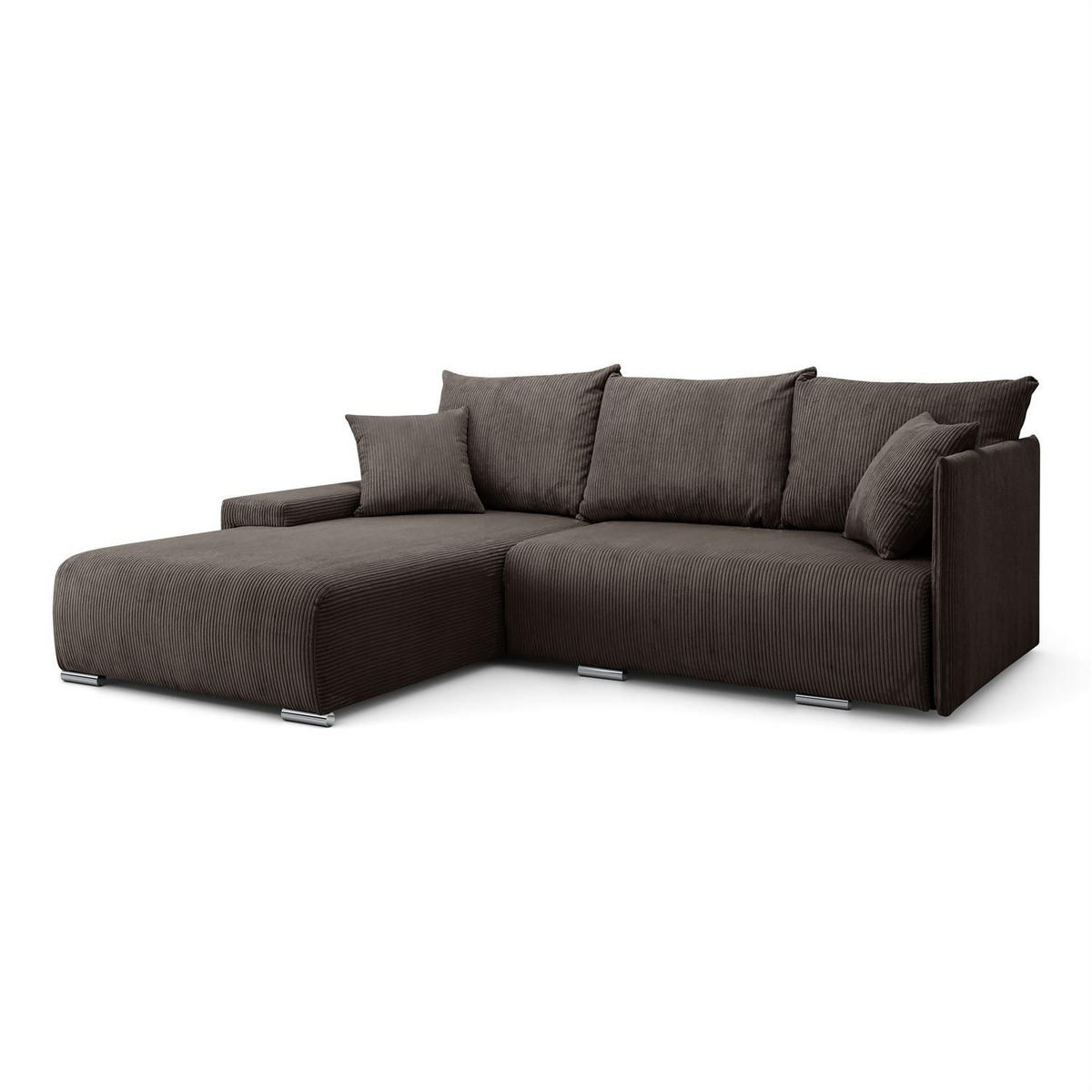 ECKSOFA LAVIO L mit Schlaffunktion und Bettzeugkasten Linke - Graubraun, Textil (246/188cm) - Lookway