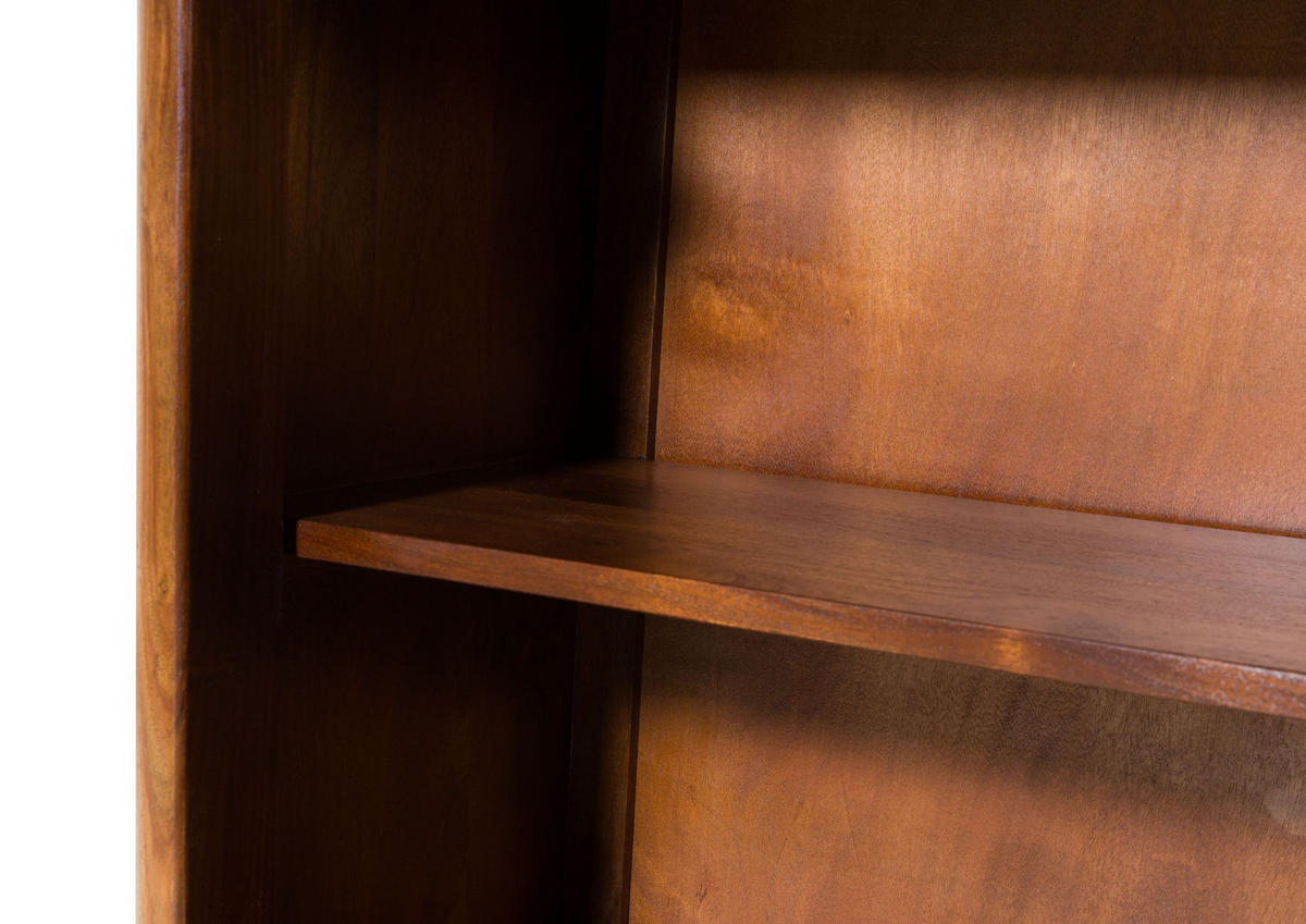 VITRINE Sheesham 70x40x202 walnuss gewachst TORONTO LUX #210 - Dunkelbraun, Holz (70/202/40cm) - Massivmoebel24