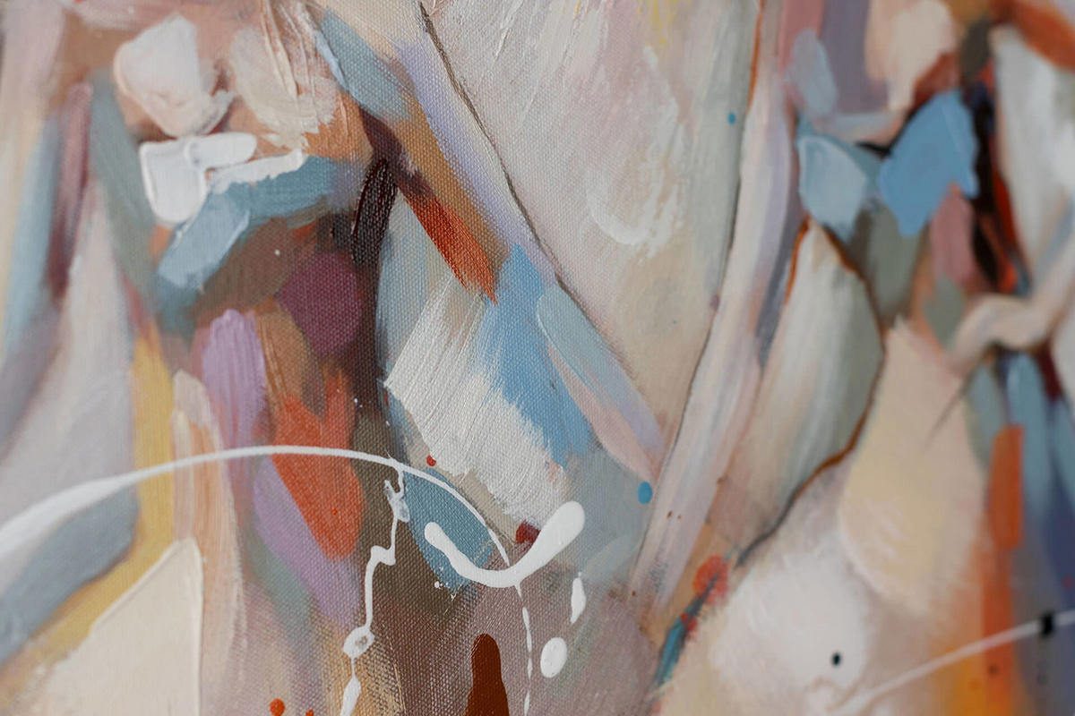 ACRYLBILD HANDGEMALT 100/50 cm - Beige/Rot, Holz/Textil (1.8/50cm) - KUNSTLOFT