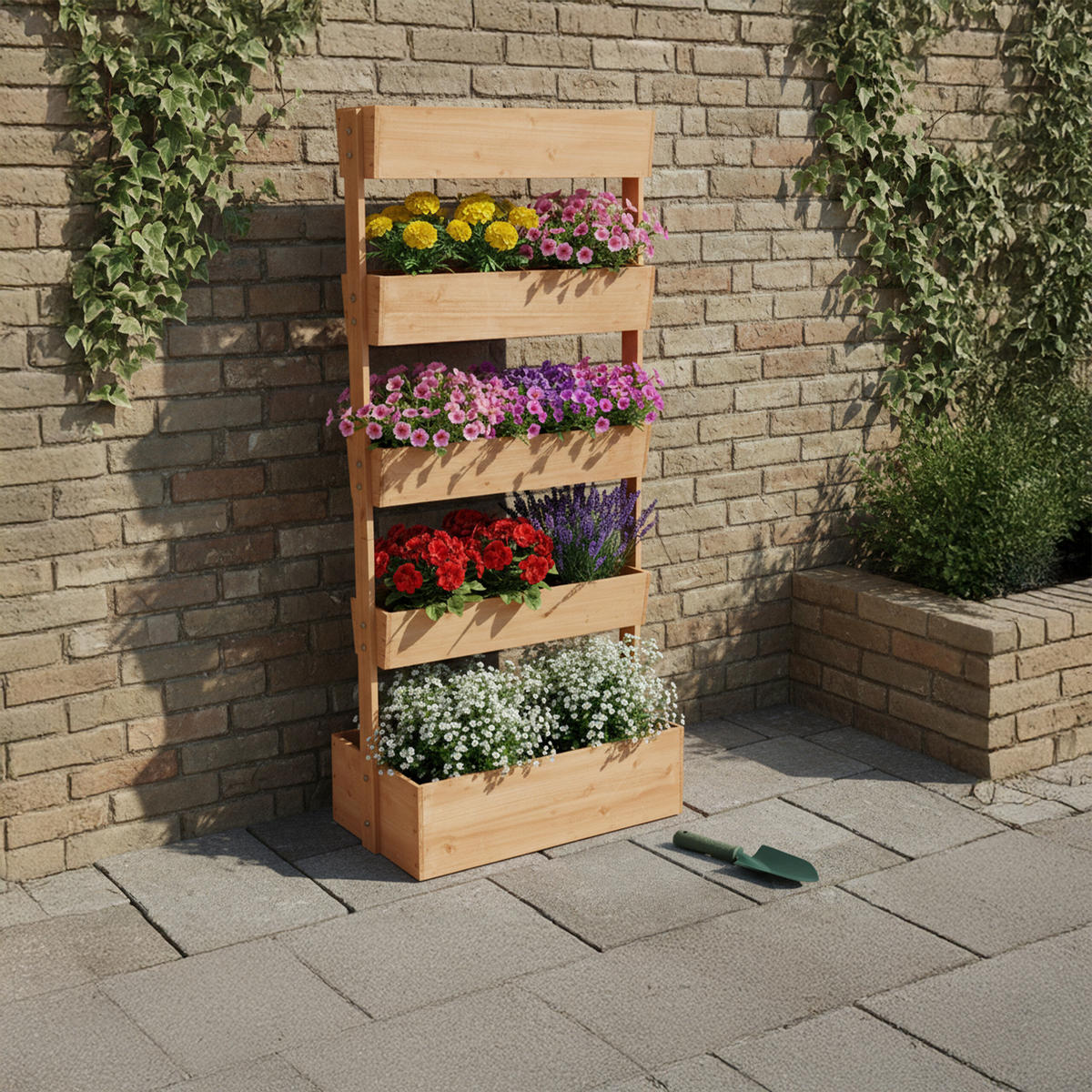 VERTIKALBEET - Braun, Holz/Textil (80/180/48cm) - Relaxdays