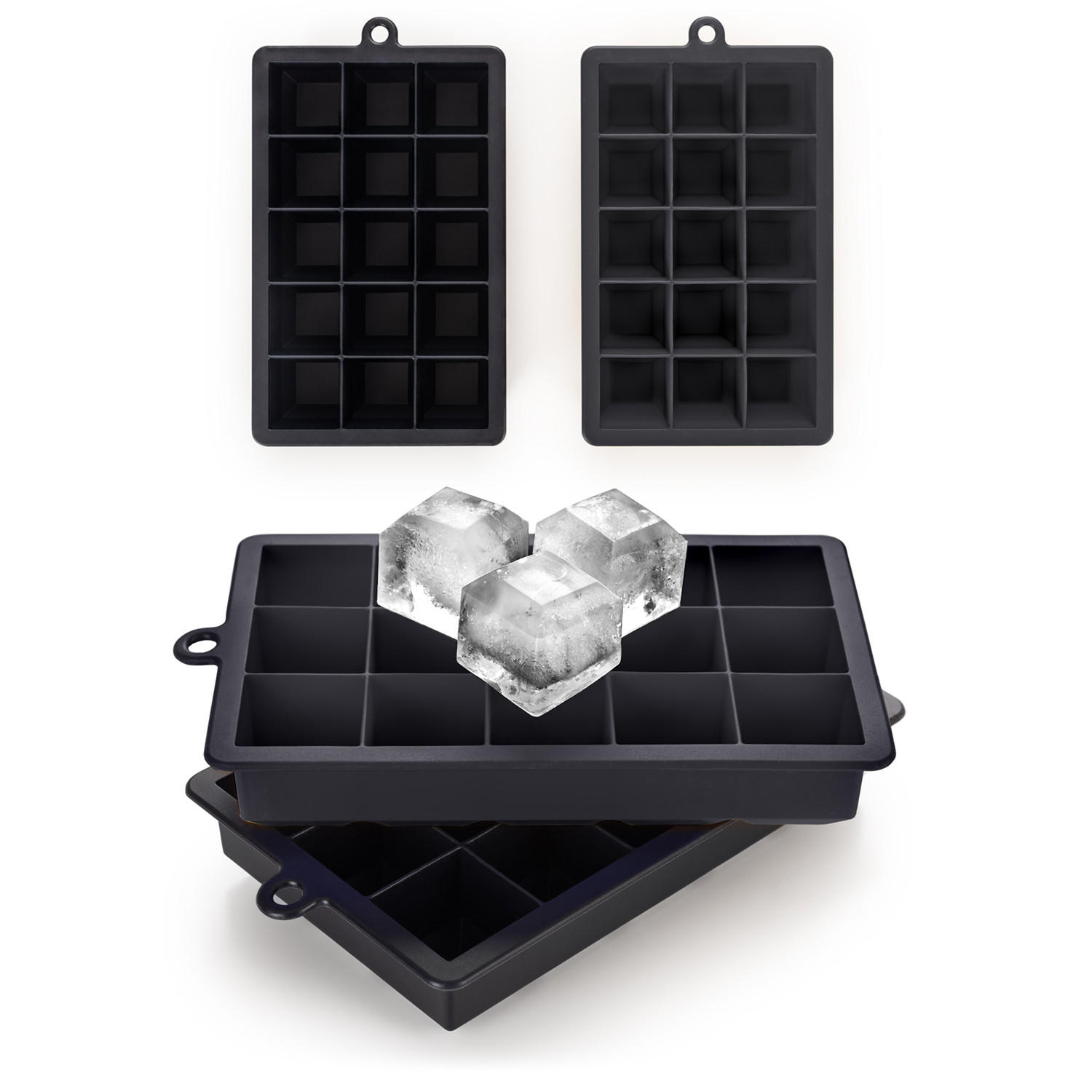 EISWÜRFELFORM Silikon, BPA-Frei, 2x15, Schwarz - Schwarz, Kunststoff (18.6/3.3/11.7cm) - Blumtal