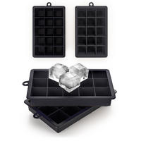 EISWÜRFELFORM Silikon, BPA-Frei, 2x15, Schwarz - Schwarz, Kunststoff (18.6/3.3/11.7cm) - Blumtal