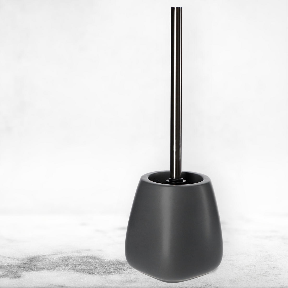 TOILETTENBÜRSTE mit Behälter, 36 cm, grau - Grau, Keramik/Kunststoff (12/36cm) - KADAX