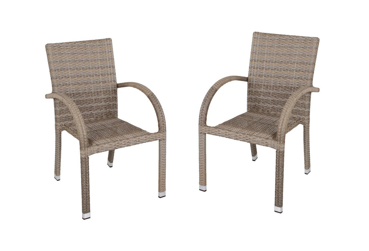 GARTENSTUHL 2er Set Vesna Hellbraun Stapelstuhl - Hellbraun, Kunststoff (57/90/64cm) - DELUKE