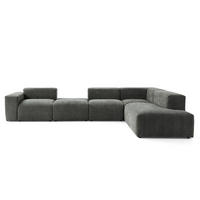 5-SITZER modulares Ecksofa HEAVEN SET 5 Rechts, Breite 380 cm Webstoff Dunkelgrau - Dunkelgrau/Schwarz, Holz/Kunststoff (245/380cm) - Muffo